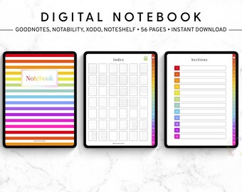 Caderno Digital Goodnotes, Caderno com Abas Hiperlinkadas, Diário Estético, Papel Digital, Caderno de Estudo Digital, Modelo Notability