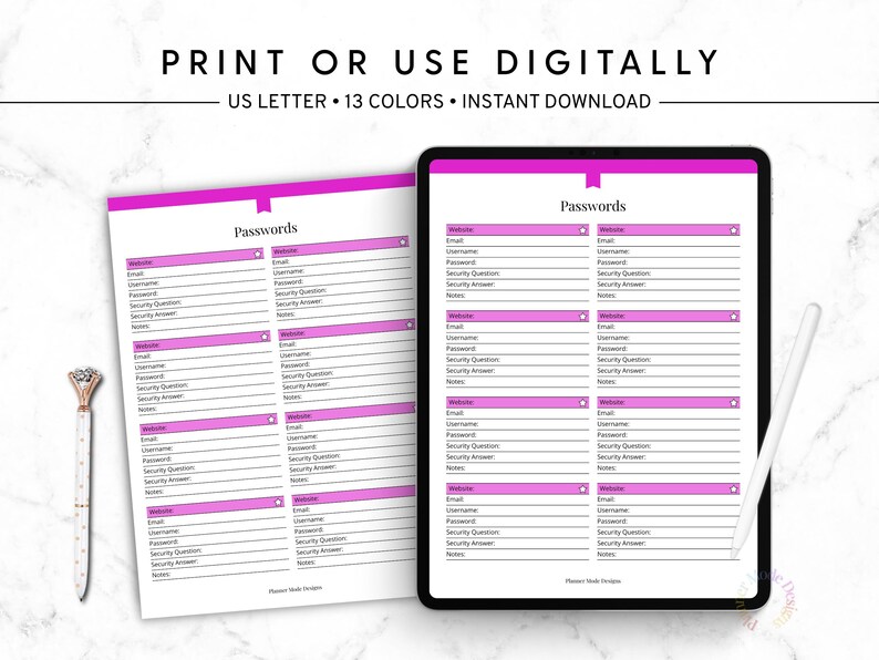 Printable Password Tracker, Password Log Sheet PDF, Password Organizer ...