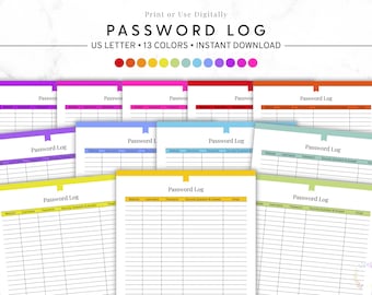 Password Log Book, Password Log, Digital Password Log, Login Tracker Digital, Account Organizer, Password Keeper Template