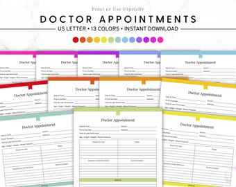 Doctor Appointment Template, Medical Appointment Tracker, Health Planner Insert, Appointment Reminder, Medical Planner, Health Tracker