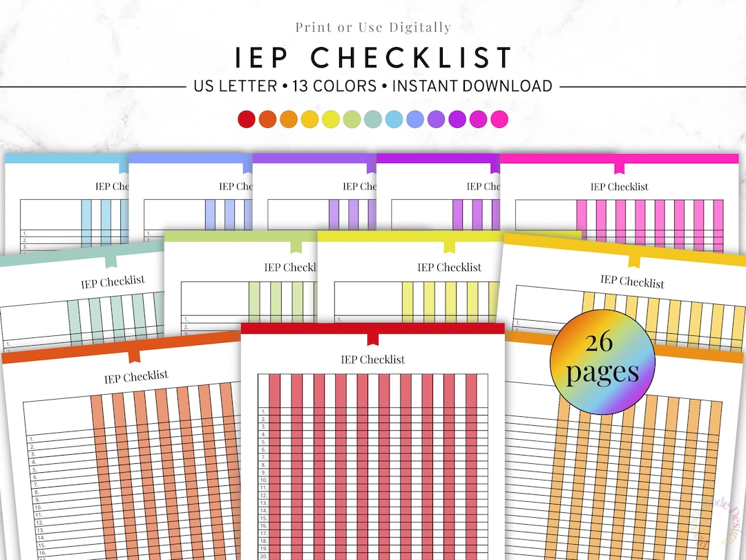 IEP Checklist Printable, Special Education Teacher Planner, Student IEP ...
