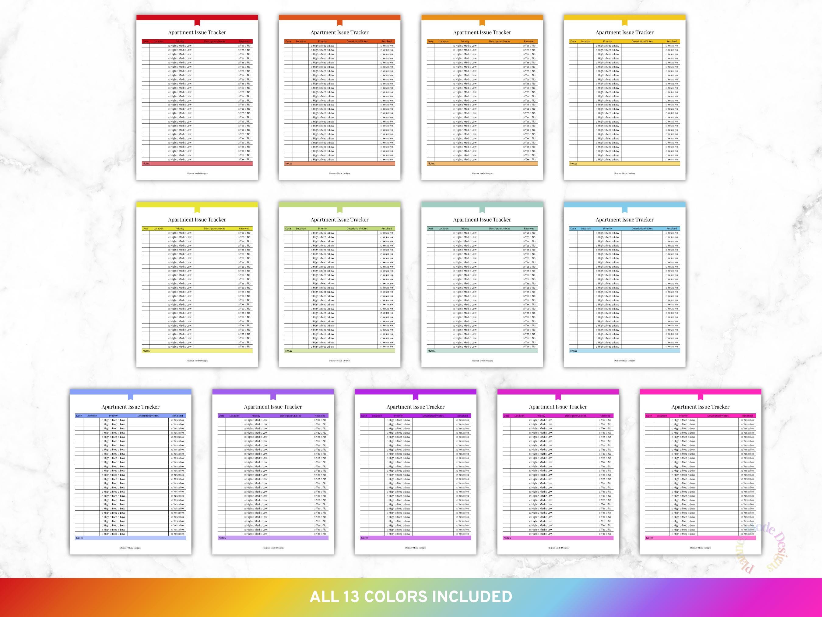 Problem Tracker Card Apartment Issue Tracker Printable, Tenant Maintenance Log Sheet, Rental ...