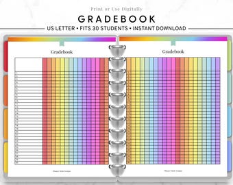 Gradebook Printable, Digital Grade Book for Teachers, Assignment ...