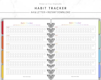 Habit Tracker Printable, Monthly Habit Tracker, Daily Habit Tracker PDF, Rainbow Planner Page, Self Care Tracker, Routine Overview