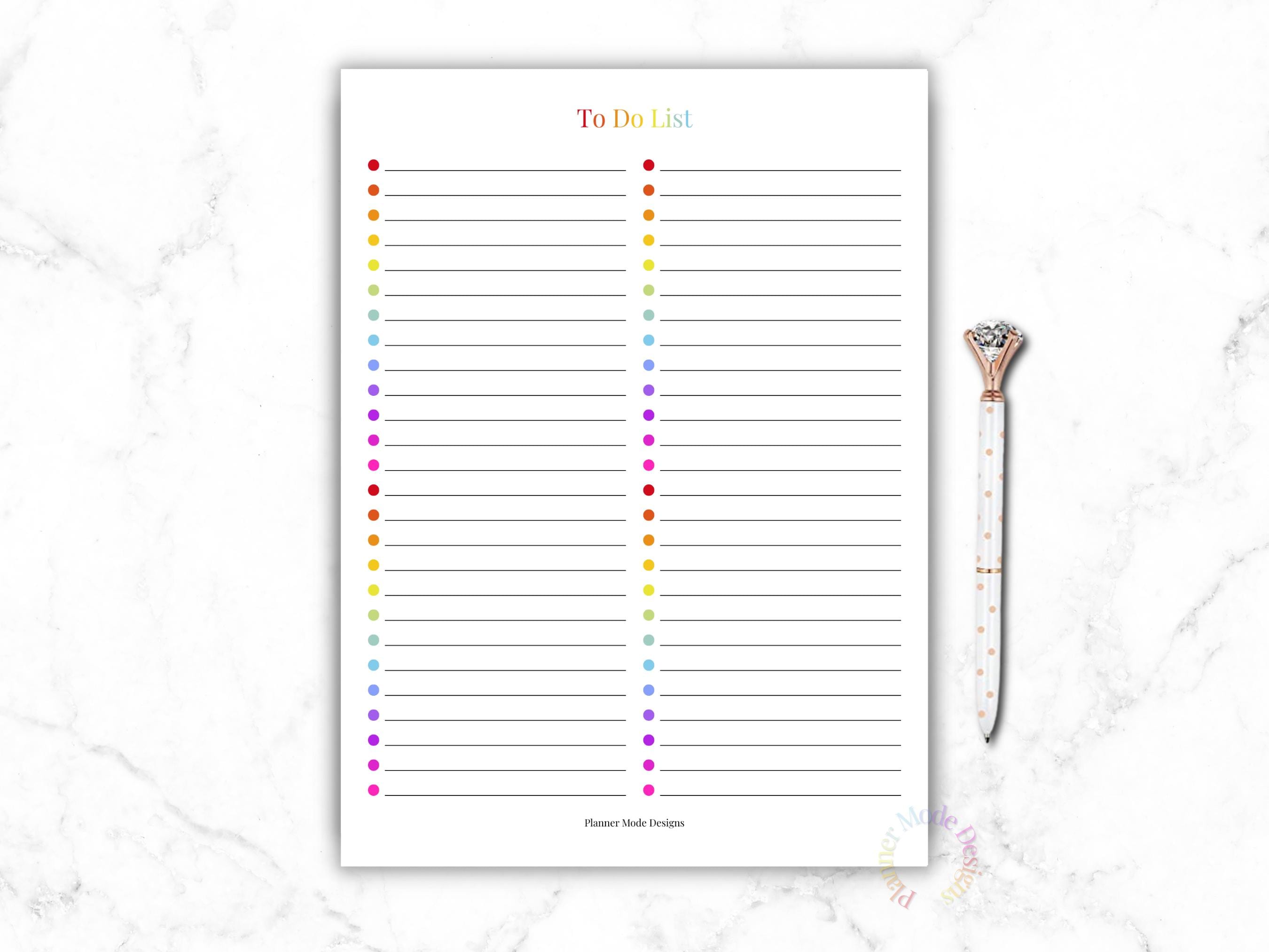 Rainbow to Do List Printable, Colorful Task Planner PDF, Daily ...