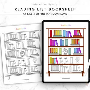Reading Journal Printable, Bookshelf Tracker PDF, Book Log Template, To Be Read, Book List Planner Insert, TBR List