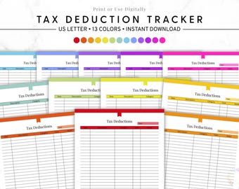 Tax Deduction Tracker, Printable Expense Log, Business Tax Write Off Sheet, Self Employed Organizer, Financial Record Keeping Template