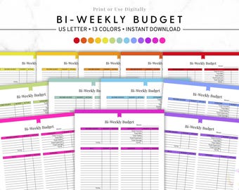 Bi Wochenbudget zum Ausdrucken, Gehaltsscheck Budgetplaner, Digitales Arbeitsblatt Haushaltsbudget, Haushaltsvorlage, Sofort Download