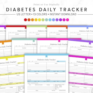 Diabetes Druckbare Tagesplaner, Blutzucker Tagebuch, Glukose Tracking Blatt, Diabetiker Gesundheit Journal, tägliche Gesundheit Tracker PDF