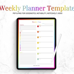 Weekly Planner Goodnotes Template, Digital Weekly Planner PDF, Digital Planner Insert, Undated Weekly Layout, Instant Download