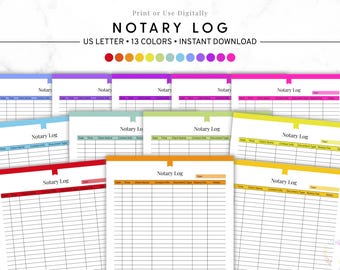 Notary Log Printable, Notary Journal PDF, Client Log Sheet, Mobile Notary Record Book, Legal Document Tracker