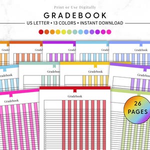 Goodnotes Gradebook, Homeschool Grading, Printable Gradebook, Colorful Gradebook, Tracker for Student Grades, Record Sheet, Gift for Teacher