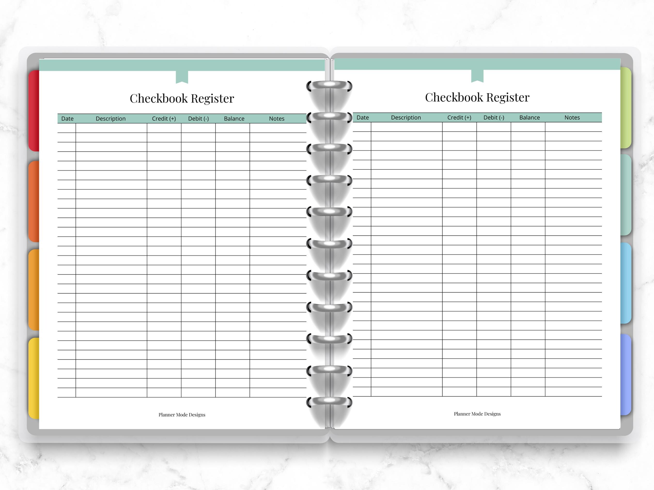 Financial Printable Register Checkbook Register Printable, Expense Tracking Log, Personal Finance ...