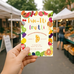 Two-tti Fruitti 2nd Birthday Invitation: Summer Fruit Party (Editable Template, Digital Download)