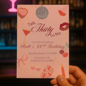 Editable Talk Thirty To Me 30th Birthday Invitation, 30th Birthday Decorations, Thirty and Flirty, Dirty Thirty, Instant Download