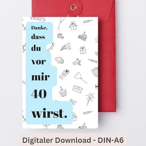 birthday card 40 digital birthday card for women men happy birthday card best friend, postcard colleague birthday