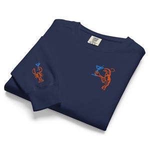 Embroidered Lobster Crewneck Sweatshirt: Coastal Fisherman Style