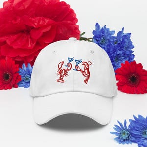 Lobster Cap | Embroidered  Shellfish Hat, Maine Lobster Lover Summer Cape Cod Hat, Foodie Gift, East Coast, Lobsters