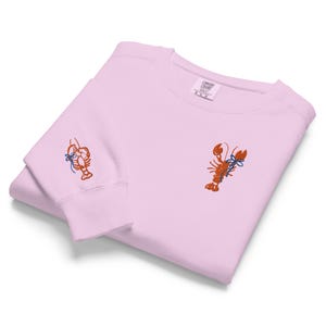 Embroidered Lobster Sweatshirt: Nautical Crewneck - Fisherman Style