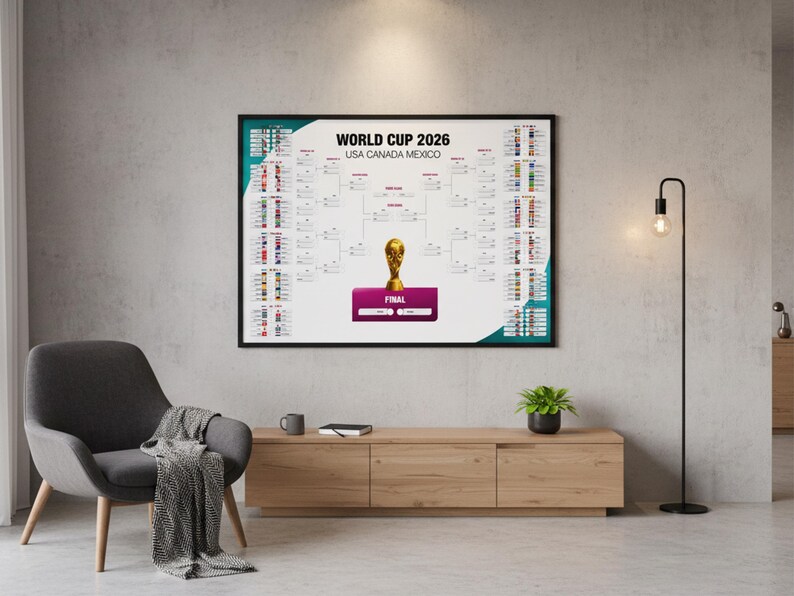 2026 World Cup Match Wall Chart, USA Canada Mexico Schedule Poster