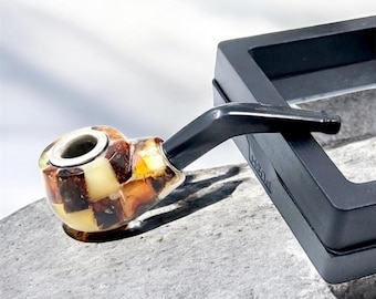 高級ハンドメイド琥珀パイプ | 大型バルト海産琥珀喫煙パイプ | タバコ