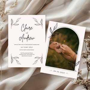Canva Editable Wedding Invitation Template | Minimalist Modern Design, Elegant Ivory | Printable Wedding Invitation Download