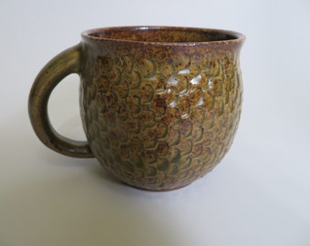 Textured Mug - Brown and tan with fish scale pattern