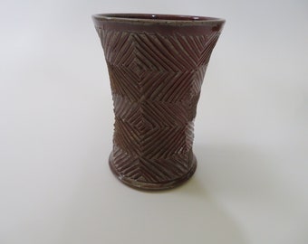 Textured cup - Red Diamond Pattern (no handle)