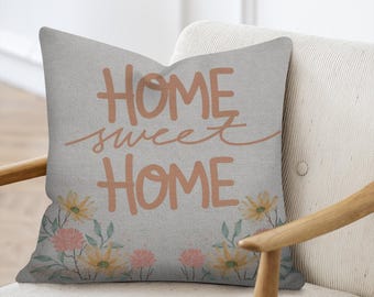 Home Sweet Home Gewebtes Kissen - Florales Wandbehang-Kissen - doppelseitiges dekoratives Akzentkissen - gemütliches Einweihungsgeschenk