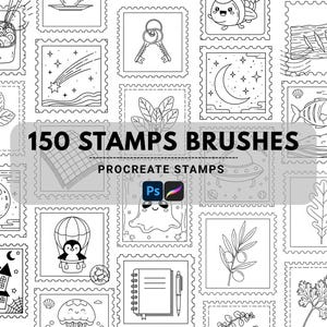 150 Procreate Stamp Brushes: Line Art Design (Digital Download)