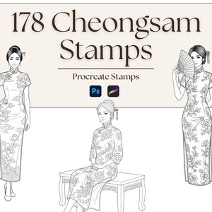 Cheongsam Stamp Brush Set: 178 Fashion Style Brushes (Digital Download)