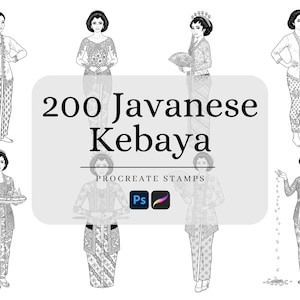 Javanesiska Kebaya-stämpelpenslar: Indonesiska klänningssilhuetter (digital nedladdning)