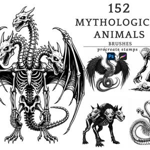 Mytologiska djurstämplar: Procreate-penselset (digital nedladdning)