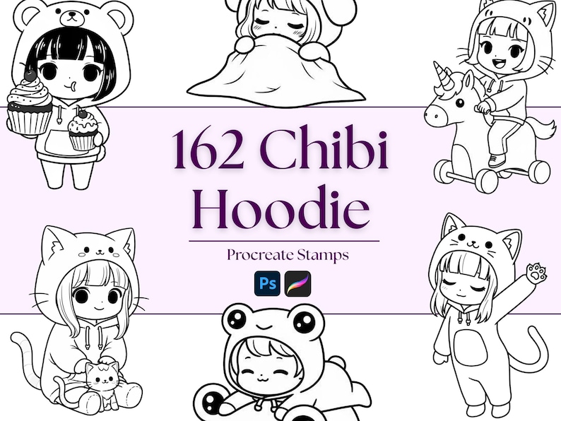 Kawaii Chibi Procreate Brushes - 162 Doodle Stamps (digital Download ...