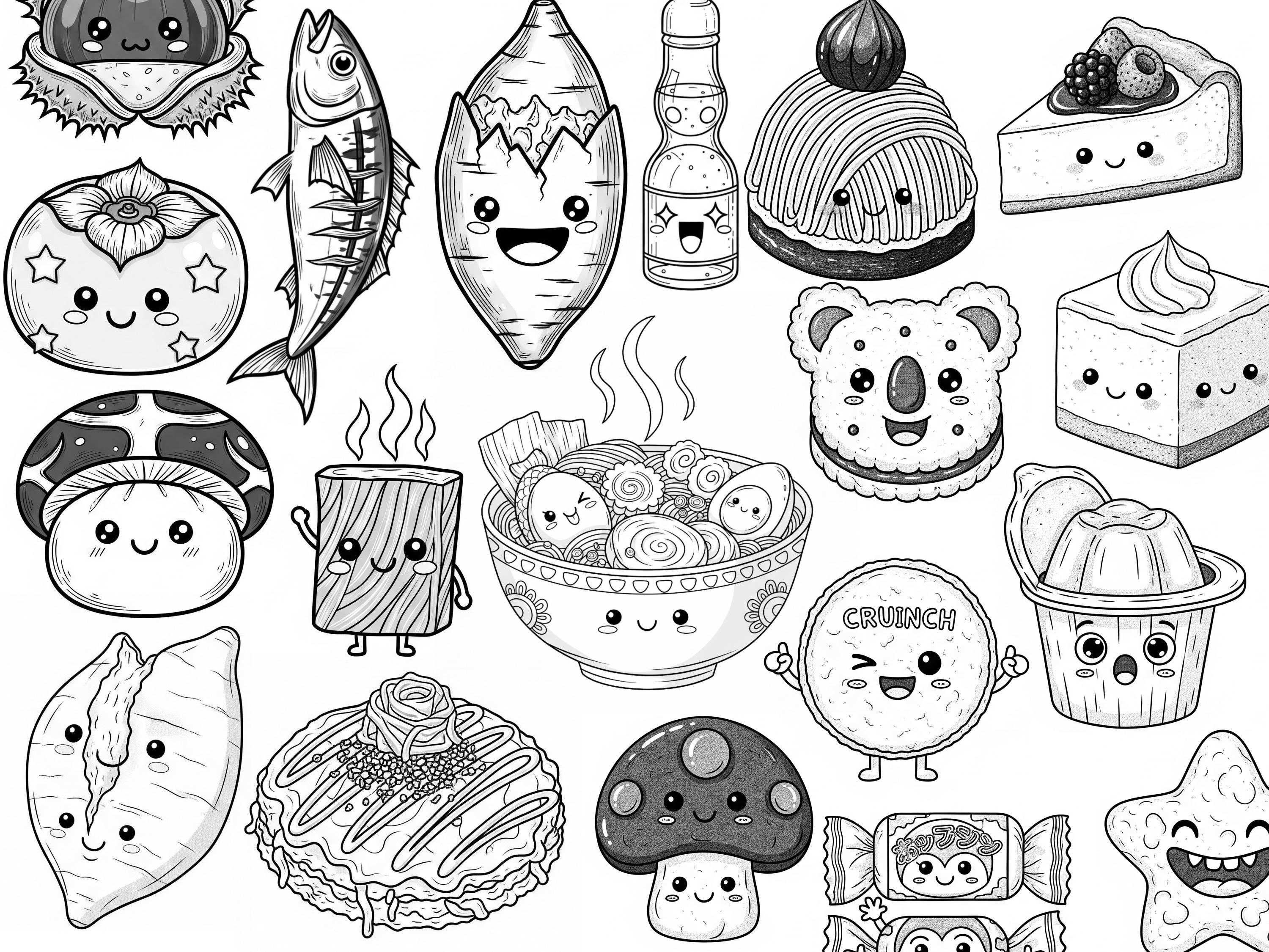 150 Kawaii Food Procreate Brushes – Doodle Stamp Brushset (digital ...