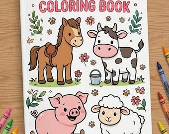 Animal Coloring Book for Kids and adults : 32 Illustrations (Digital Download)