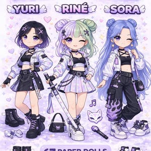 K-Pop Demon Hunters Pappersdocka Mira Bundle 67 dockor (digital nedladdning)