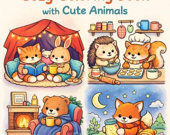 Kawaii Cozy Animal Coloring Pages | Easy & Relaxing Designs 60 images