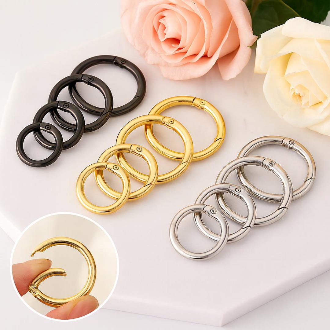 Round Push Gate Carabiner Clasp, 18K Gold Filled Connector for DIY ...