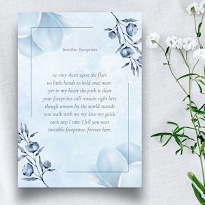 Invisible Footprint Poem - Miscarriage Memorial Gift - Infant Loss Printable - Baby Loss Sympathy Keepsake - Bereavement Quote