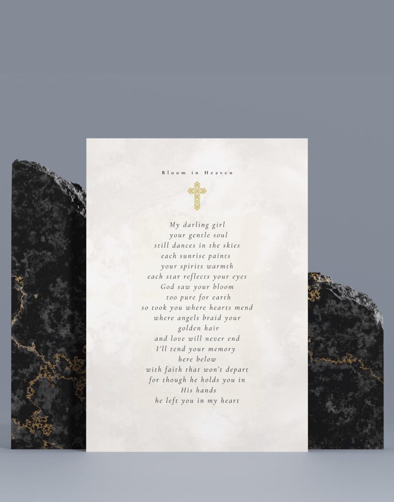 Bloom in Heaven - Christian Memorial Poem Loss of Daughter - Digital ...