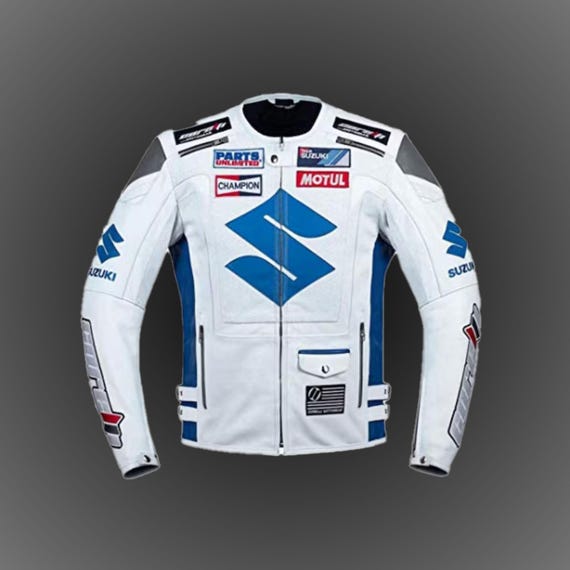 Suzuki Leather Biker Jacket Handmade Cowhide Racing Jacket
