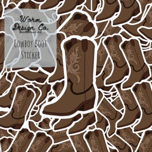 Cowgirl Boot Stickers, Country Western Sticker, Rodeo Hat Decal, Wild West Laptop Decal, Vintage Cowgirl Boot, Texas Vinyl Sticker