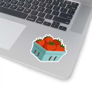 Strawberry Kiss-Cut Stickers | Cute Berry Decor, Laptop Stickers, Fruit Lovers Gift, Scrapbooking Supplies, Customizable Sticker Art