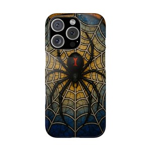 Stained Glass Spider Phone Case, Spooky Phone Cover, Halloween Accessory, Gothic Decor, Unique Gift for Arachnophiles