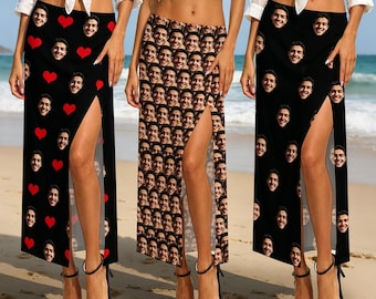 Custom Face Sarong Beach Dress,Personalized Photo Beach Cover Up,Bachelorette Party Gift