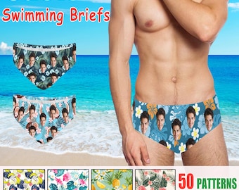 Custom Men's Swim Briefs - Personalized Photo Swim Bikini, Funny Custom Bathing Suit Gift for Men