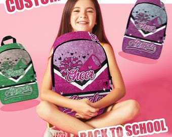 Personalized Cheerleader Bag with Name, Custom Cheer Backpack for Her Cheerleading Daypack for Cheer Team or Coaches Gift, 34 Colors