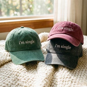 Bestickte Baseballkappe mit der Aufschrift „Ich bin Single“, Vintage-Dad-Cap, Stil mit sarkastischem Spruch