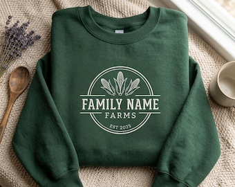 Geborduurd custom sweatshirt familienaam boerderij cadeau voor boer Gepersonaliseerd boerenshirt boerderij T-shirt boerderij familienaam boerderijshirt
